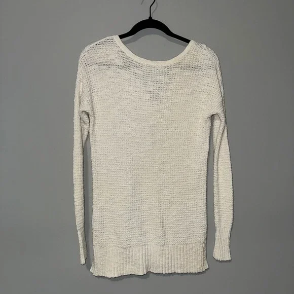 American Eagle Outfitters Cream Lace Up Textured Knit Sweater Women's Small - Picture 3 of 4
